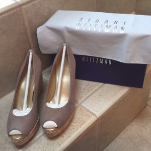 Stuart Weitzman Anna peep toe platform wedge 8.5
